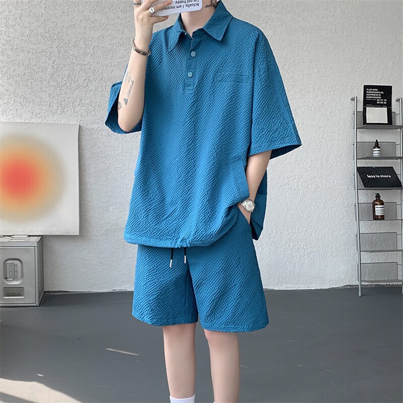 8XL-M日系工装短袖衬衫男夏季POLO衫t恤休闲运动套装TZ38004特P55,男装T恤,电商B312