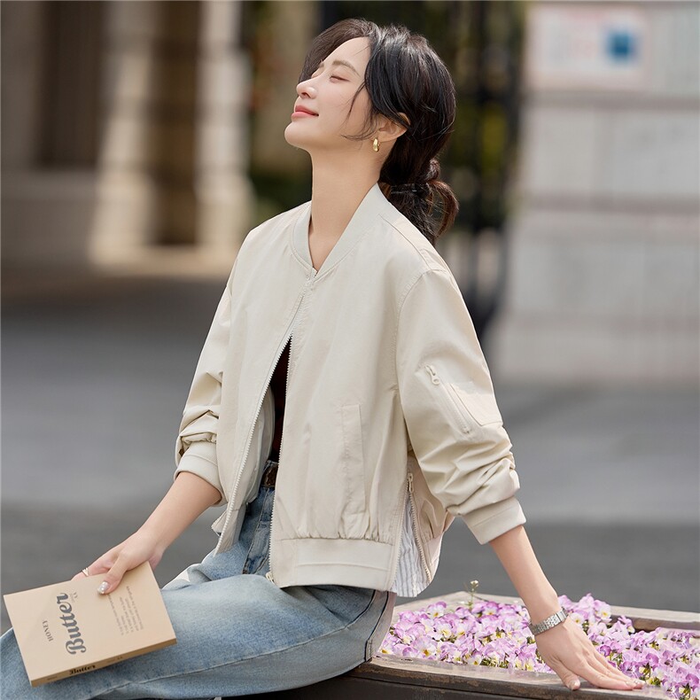 美式复古秋季新款廓形飞行夹克女款2026短款设计感短款拉链短外套,女装短外套,梦懿尔
