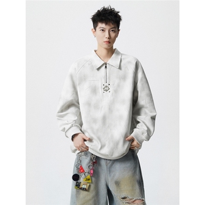 HW2512-特49控88面布54.2棉45.8聚酯polo领情侣卫衣宽松外套男图片