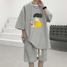 华夫格套装运动短袖t恤套装休闲两件套一套HZ84200-P44，男装T恤，电商A040