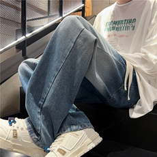 港风男生牛仔裤潮牌高街抽绳裤子K506P50，男装牛仔裤，电商D325