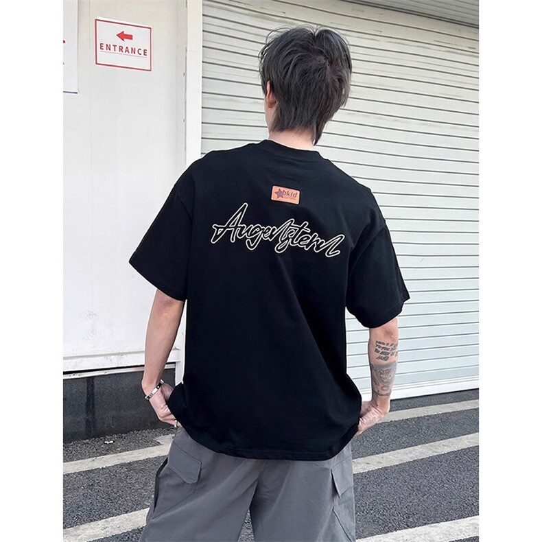 万针全刺绣工艺抖音得物高品质260克重磅纯棉双纱美式高街短袖T恤,男装T恤,电商A486