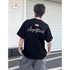 万针全刺绣工艺抖音得物高品质260克重磅纯棉双纱美式高街短袖T恤，男装T恤，电商A486