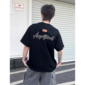 万针全刺绣工艺抖音得物高品质260克重磅纯棉双纱美式高街短袖T恤图片