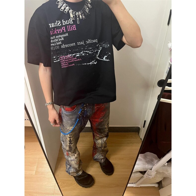 【有货】数码印花牛仔裤男款美式高街直筒裤子N0097CC-特P72,男装牛仔裤,星座1007（原301D）