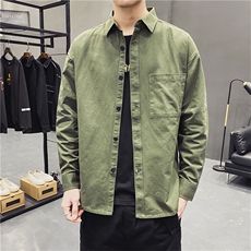 新款秋装大码衬衫男长袖纯色百搭韩版休闲衬衣202-7-GC15，男装衬衫，星座1302