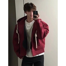 网图-WY12-P68华棉复合350克美式潮流开衫卫衣外套男女休闲上衣，男装卫衣，电商B327