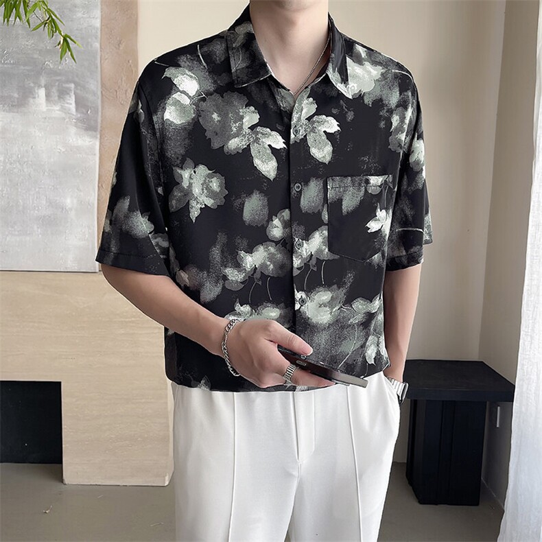 轻熟风~夏季冰丝垂感中袖衬衫C305/P40,男装衬衫,电商B331