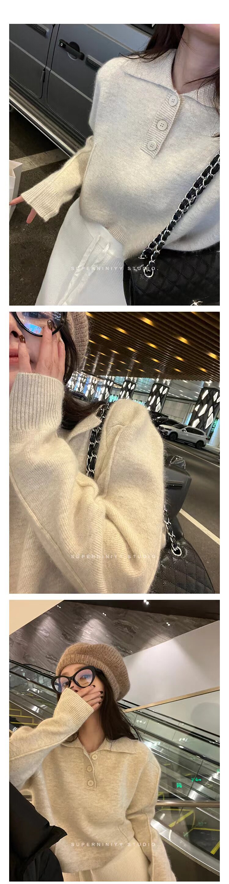 短款针织开衫女春秋软糯慵懒风毛衣外套辣妹独特别致上衣,针织衫/毛衣,半城羊绒