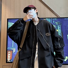 美式刺绣飞行员夹克棒球服男春秋季港风潮牌宽松百搭情侣外套，男装夹克，星座716-2