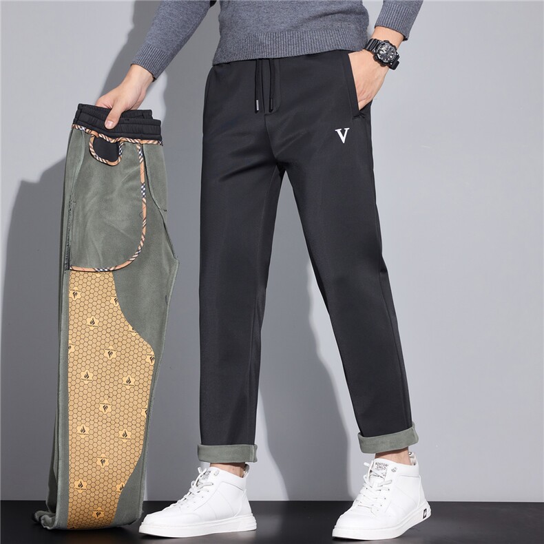 秋冬新款男士加绒加厚休闲裤时尚潮流青年厚款保暖长裤H7703外贸，男装棉衣，星座224-1