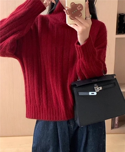 春秋韩版女套头高领短款宽松百搭打底衫毛衣图片