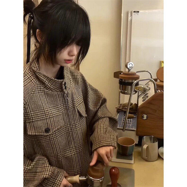【有货】JK366CC-特P78千鸟格哈灵顿毛呢外套男短款立领夹克,男装夹克,星座1007（原301D）
