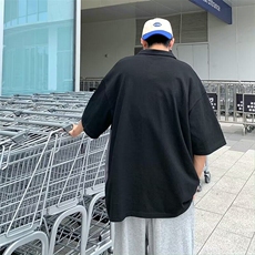 日系复古潮牌拼接POLO衫男短袖夏季2025年新款宽松青少年上衣潮，男装Polo衫，星座506