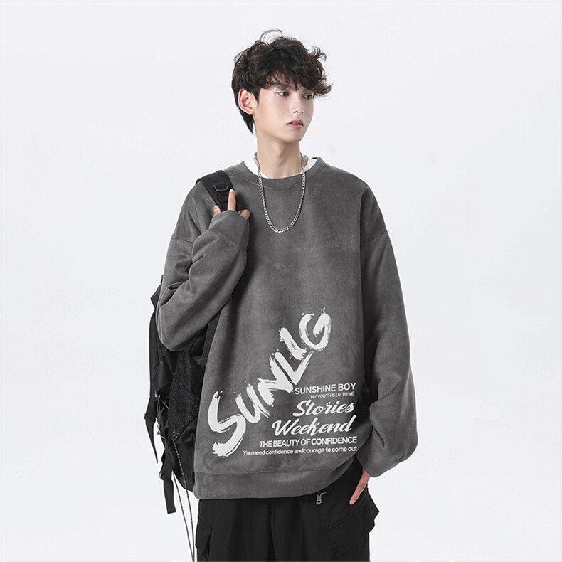 抖音得物高品质美式潮流麂皮绒宽松圆领卫衣wyjp4023-特p35控69,男装卫衣,星座605(原A050)