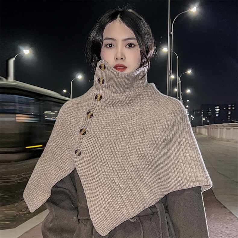 秋冬季羊毛休闲时尚百搭16支带扣披肩,饰品披肩,朝思羊绒