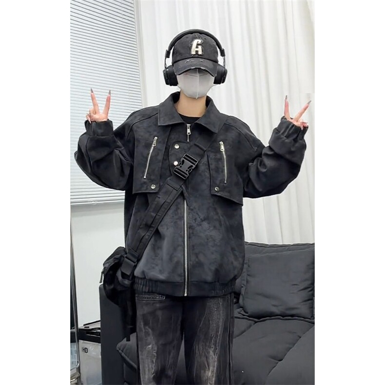 特批P85无差价春季cleanfit解构设计pu皮外套短款男潮夹克J5219,男装夹克,电商A001-1