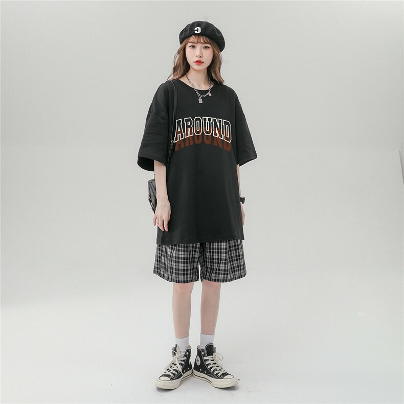 中性风23新款夏季时尚百搭字母印花宽松纯棉短袖T恤T1141P25控38,男装T恤,A247A