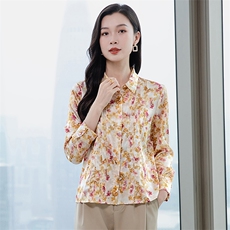 轻奢真丝衬衫女长袖2026春装品牌印花妈妈重磅真丝上衣小衫衬衣，女装衬衫，阿舍尔精品