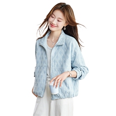 现货！2026春季新款休闲优雅时尚具有设计感菱格立领女士外套，女装短外套，木子恋