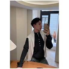 W10282-P53网图现货亨利领长袖针织衫新款美式高级百搭修身上衣，男装针织衫/毛衣，星座1608