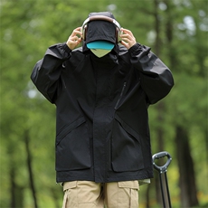 现货哦防水黑色冲锋衣户外机能工装夹克爬山登山服外JK602-P75，男装夹克，电商B327