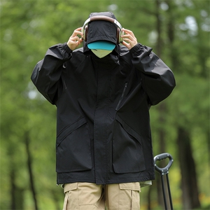 现货哦  防水黑色冲锋衣户外机能工装夹克爬山登山服外 JK602-P75图片