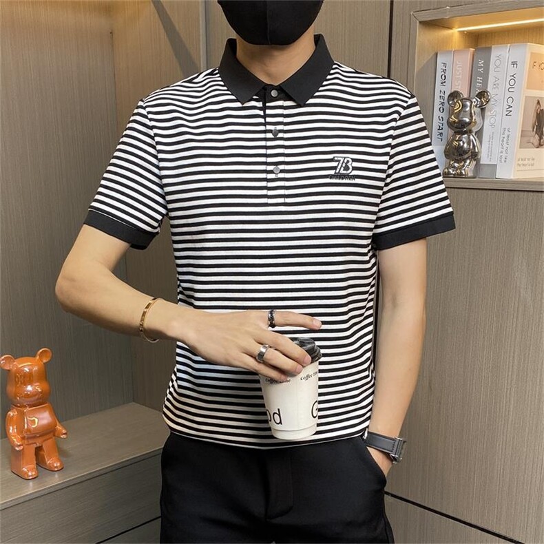 PL044-特P40控65条纹海魂风刺绣夏季新品男士短袖POLO衫潮,男装Polo衫,电商D310B-1