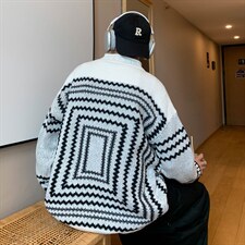 M80-P40几何图案毛衣，男装针织衫/毛衣，星座1501-1