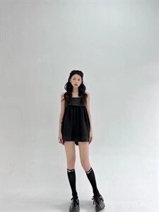拼接雪纺吊带裙图片