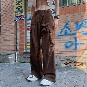 灯芯绒工装裤男士春季宽松直筒裤子阔腿休闲长裤XZ212-QAK887-P55