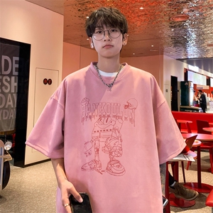 ！2025夏季新款男士烧花麂皮绒短袖T恤半袖TL2407特P26控48图片