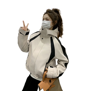 2025新款撞色户外冲锋衣90白鸭绒羽绒服图片