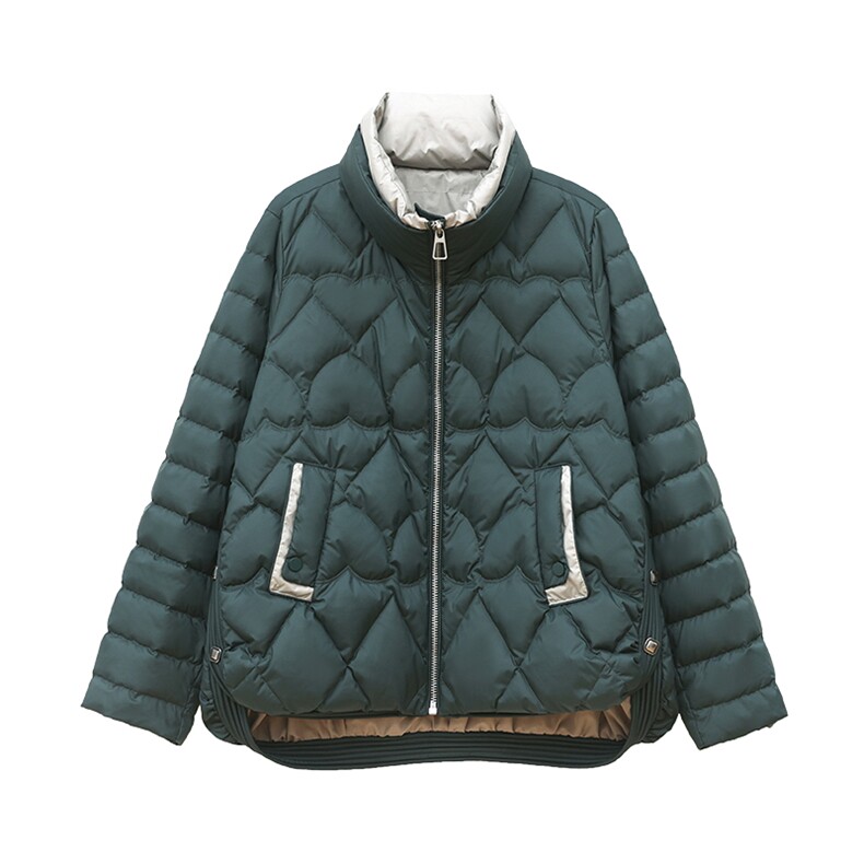全年现货~2025冬季新款羽绒服撞色时尚短款白鸭绒外套,女装羽绒服,忆绮罗