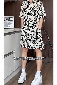 1短袖衬衫男+短裤男套装男100%聚酯纤维M-5XL大码TZ78701P50控98图片