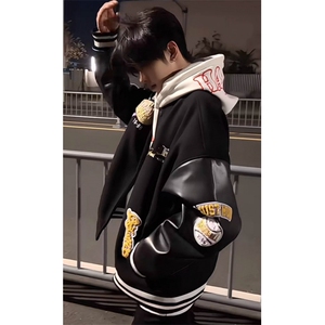 美式痞帅刺绣拼接棒球服外套男春季街头复古显瘦夹克 JM412图片