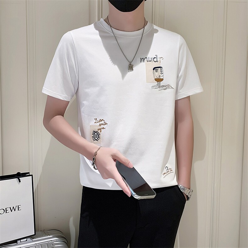 社会小伙2025新款夏季T恤男短袖潮牌印花A313-1-5807-P4868,男装T恤,电商A313-1