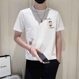 社会小伙2025新款夏季T恤男短袖潮牌印花 A313-1-5807-P4868图片