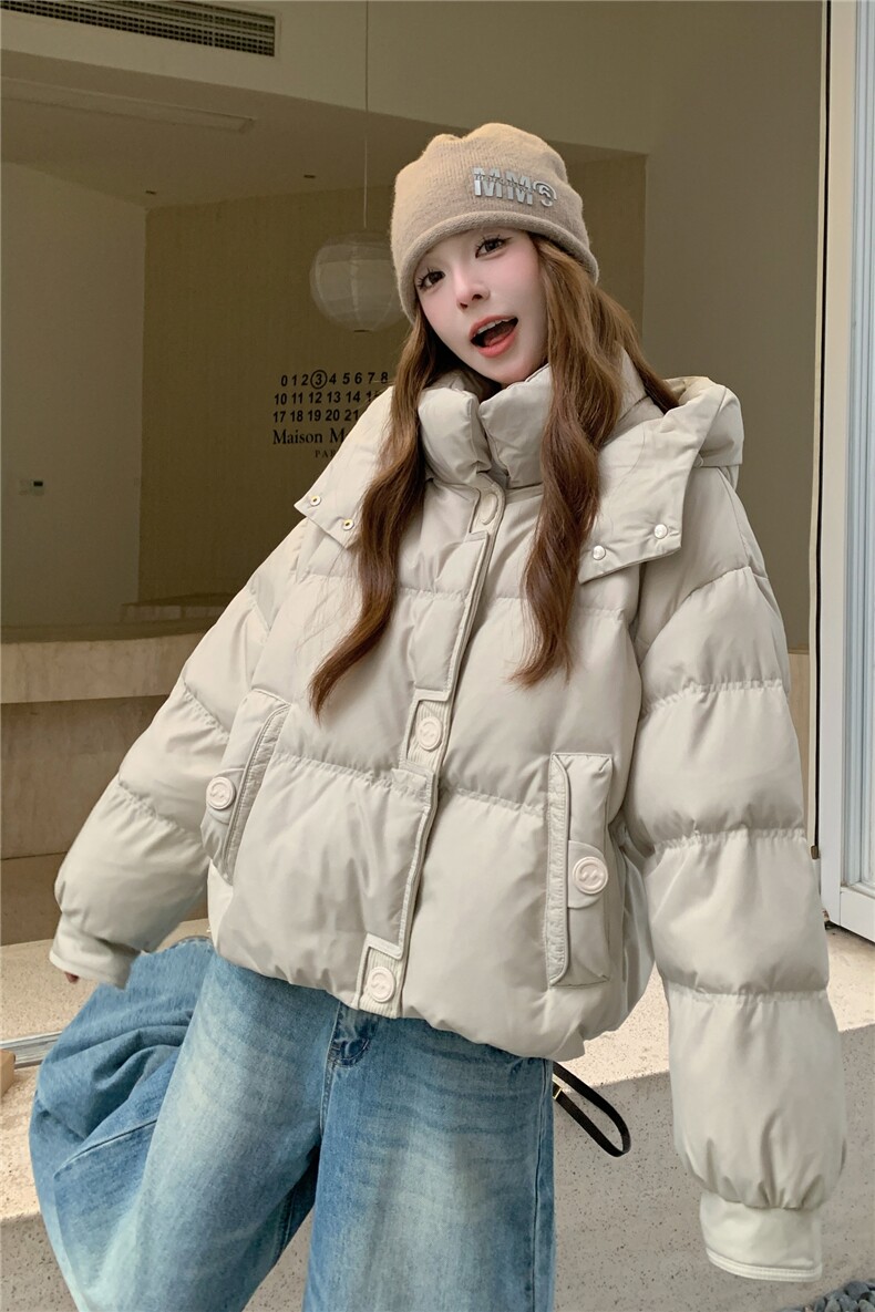 小个子连帽短款羽绒服女冬季新款重工90白鸭绒洋气保暖外套面包服,女装羽绒服,韩然一族