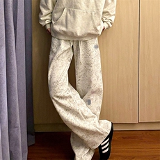春装高品质扎染刺绣工艺弯刀卫裤男重磅复古垂感休闲运动裤阔腿裤，男装休闲裤，电商A443