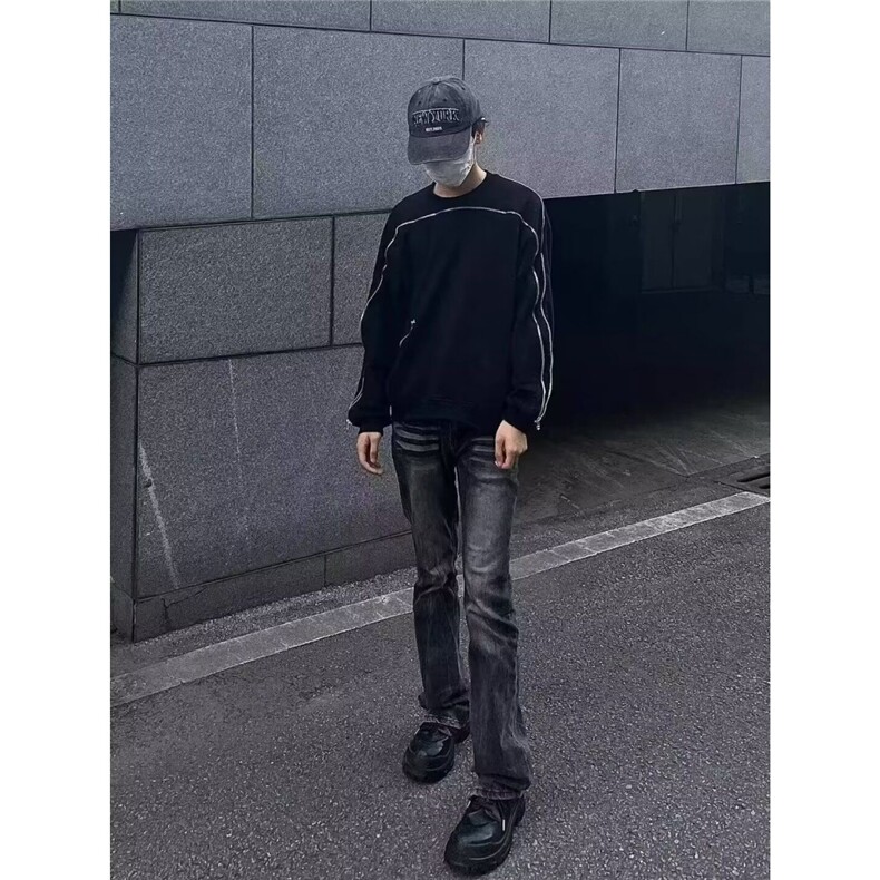 美式高街男女弯刀微喇水洗牛仔裤S306P44,男装牛仔裤,星座1112-1