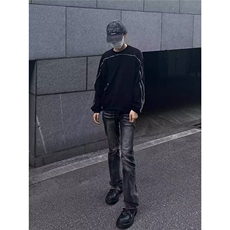 美式高街男女弯刀微喇水洗牛仔裤S306P44，男装牛仔裤，星座1112-1