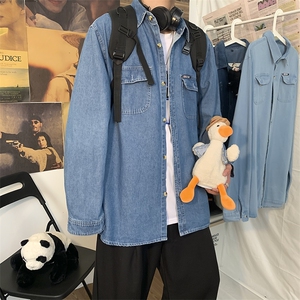 牛仔衬衫秋季休闲潮牌复古打底衬衣韩版潮百搭青年外套 W1207-P45图片