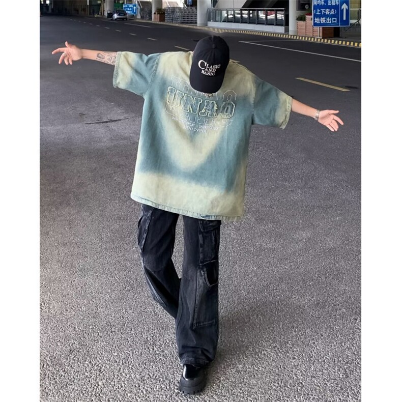 重磅短袖t恤男款高级感夏季宽松麂皮绒美式复古潮牌潮流百搭衣服,男装T恤,星座1013