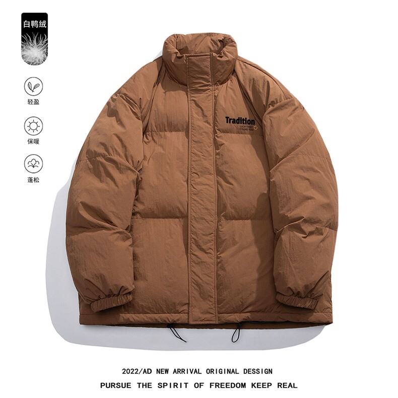 白鸭绒白底22冬季时尚ins潮流字母印花立领羽绒服YR7201P195控258，男装羽绒服，电商A247-1
