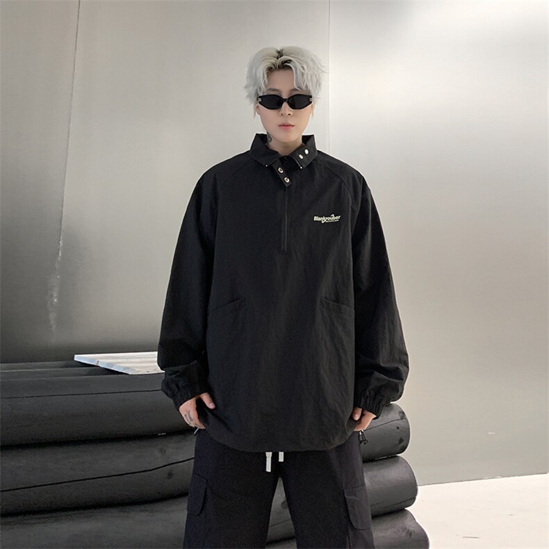 B225-A8663-P66-X89-印花POLO衫纯色长袖冲锋衣-聚酯纤维,男装夹克,电商B225