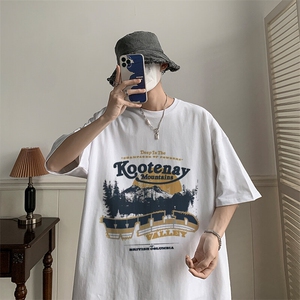 夏季新款棉港风宽松圆领230克纯棉短袖T恤 -T732-P20图片