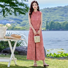 现货2026夏季新中式老钱风提花新款套装两件套，女装套装/套裙，伊仟回
