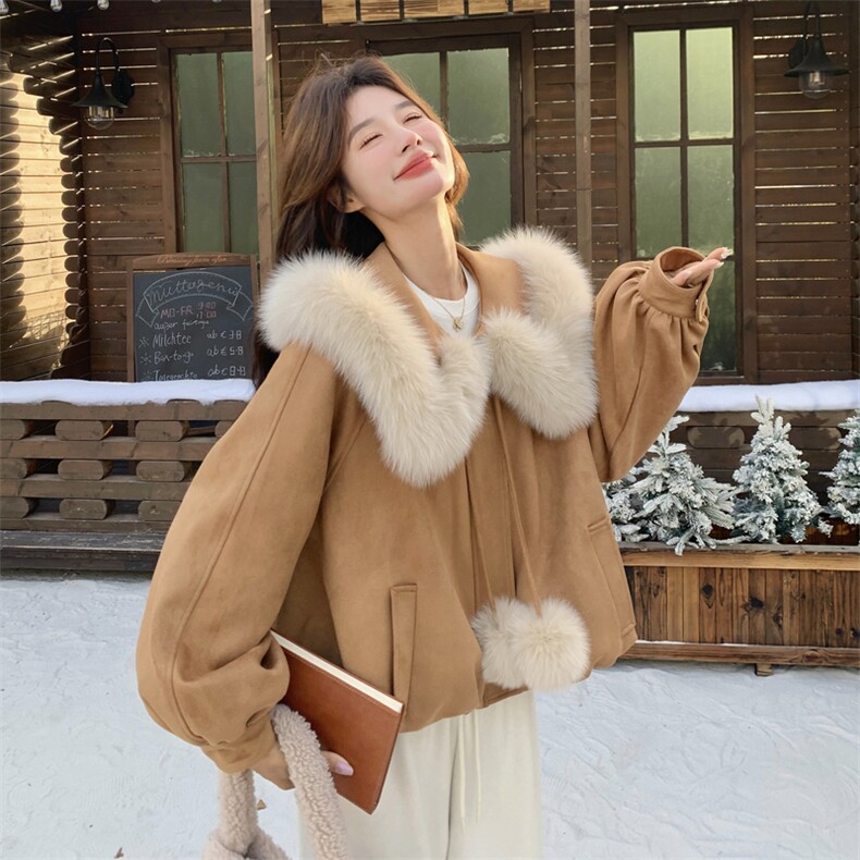 大毛领90绒狐狸毛外套2C170--1197--P385控578,女装羽绒服,2C170