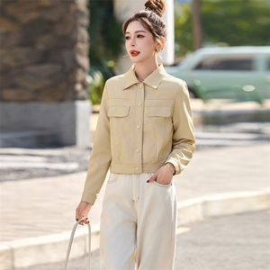 主推小个子短皮衣外套25春季新款洋气女士修身显瘦pu皮夹克机车服图片
